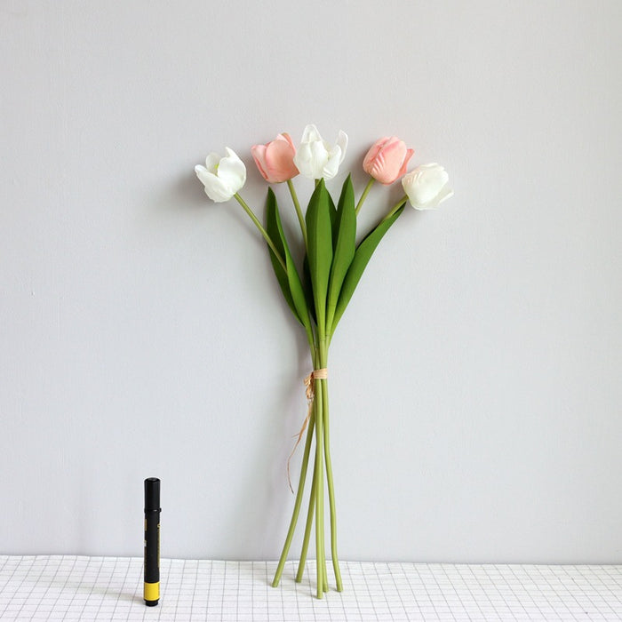 Ramo de tulipanes a granel de 19,6 pulgadas, flores artificiales de tacto Real, venta al por mayor 