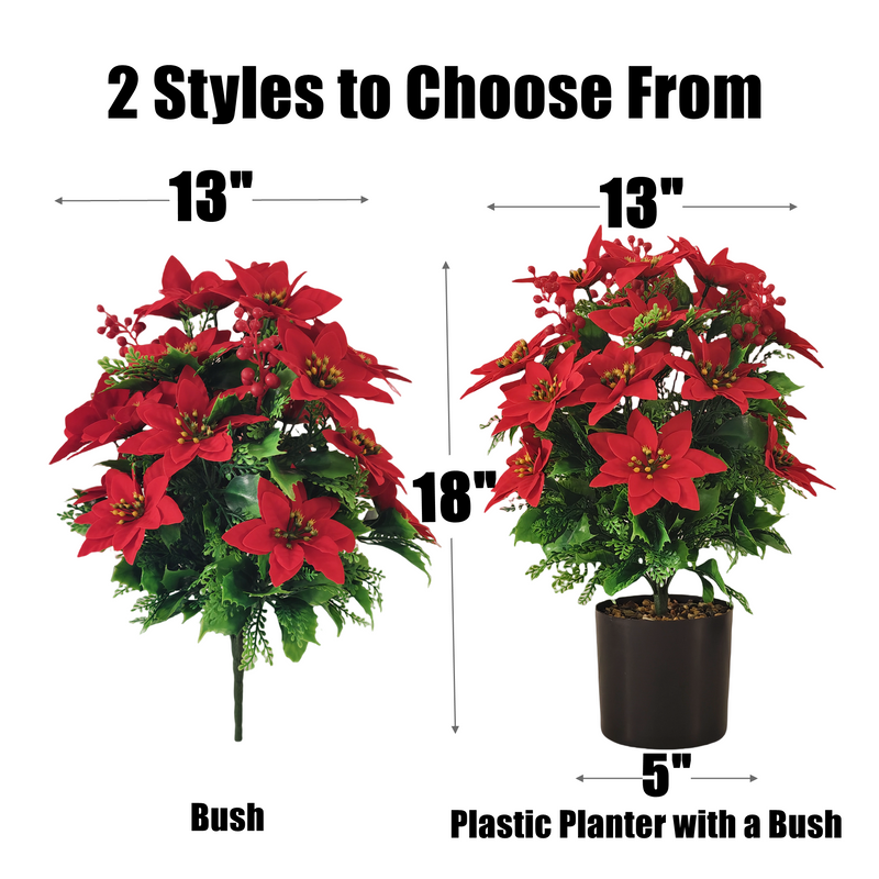 Bulk 18" Outdoor UV Treated Poinsettia Flowers for Patio, Garden & Holiday Decor Wholesale