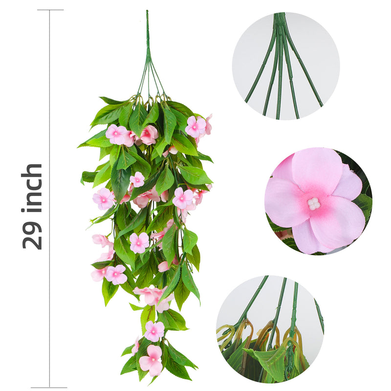 Bulk UV-Resistant Artificial Hanging Impatiens Flowers - Outdoor Decor for Garden, Patio & Yard