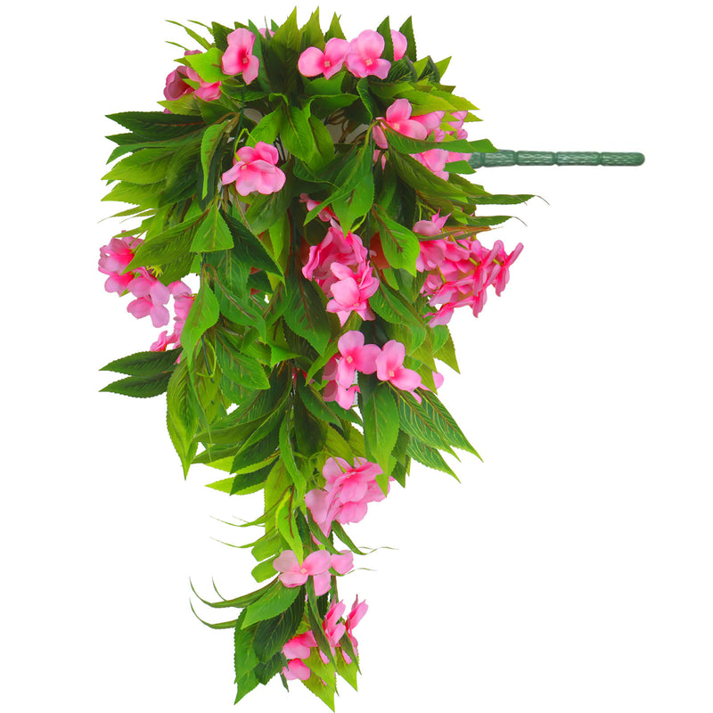 Bulk UV-Resistant Artificial Hanging Impatiens Flowers - Outdoor Decor for Garden, Patio & Yard
