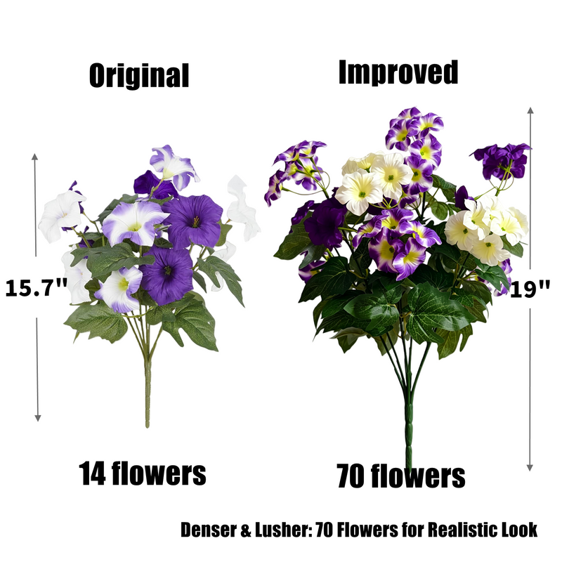 Bulk Upgraded 19" UV-Resistant Artificial Petunias – Realistic Silk Flowers for Outdoor Decor Wholesale