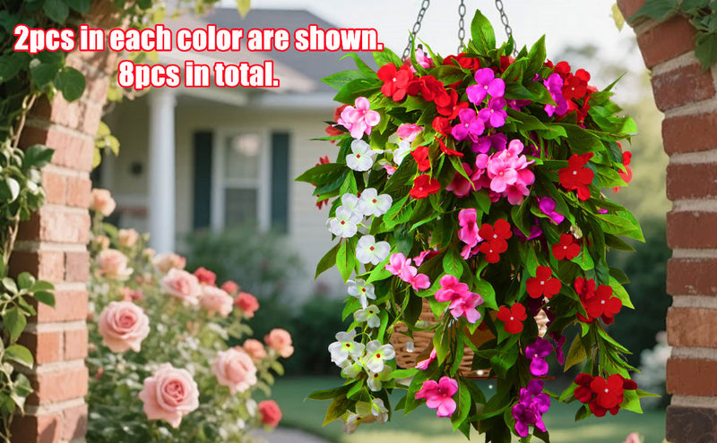 Bulk UV-Resistant Artificial Hanging Impatiens Flowers - Outdoor Decor for Garden, Patio & Yard