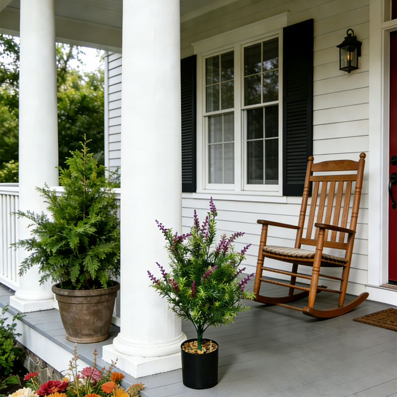 Bulk UV Resistant Artificial Heather Bush with Plastic Pot for Garden Outdoors Wholesale