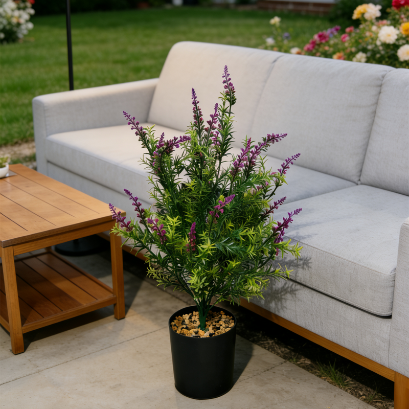 Bulk UV Resistant Artificial Heather Bush with Plastic Pot for Garden Outdoors Wholesale