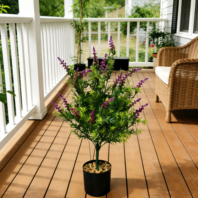 Bulk UV Resistant Artificial Heather Bush with Plastic Pot for Garden Outdoors Wholesale