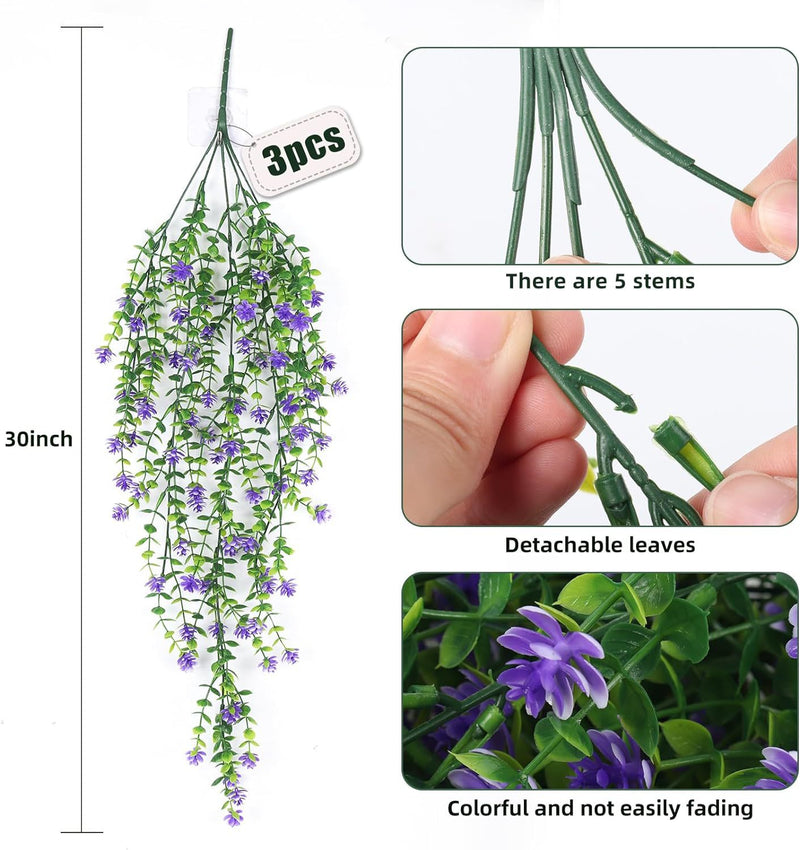 Bulk 3Pcs Spring Flowers Hanging Garland for Basket Outdoors UV Protection Wholesale
