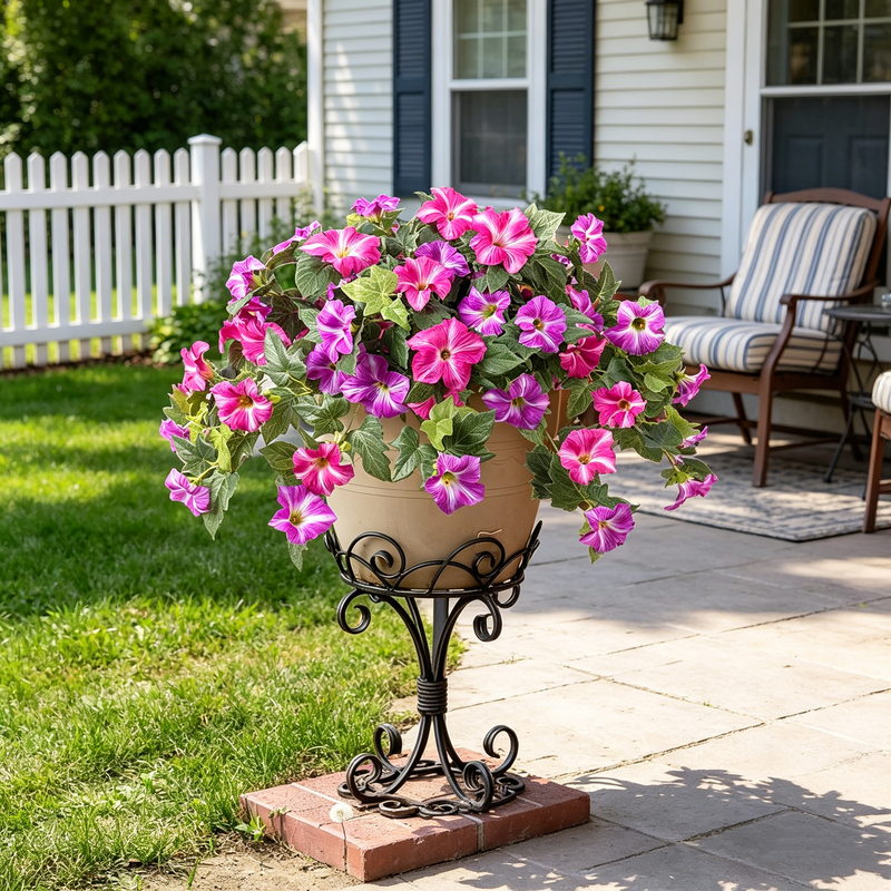 Bulk 2 Pcs UV Resistant Fake Petunias Artificial Flowers for Outdoor Garden & Porch Decor Wholesale