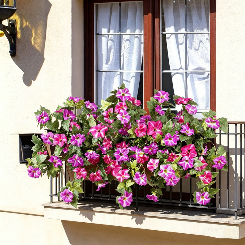 Bulk 2 Pcs UV Resistant Fake Petunias Artificial Flowers for Outdoor Garden & Porch Decor Wholesale