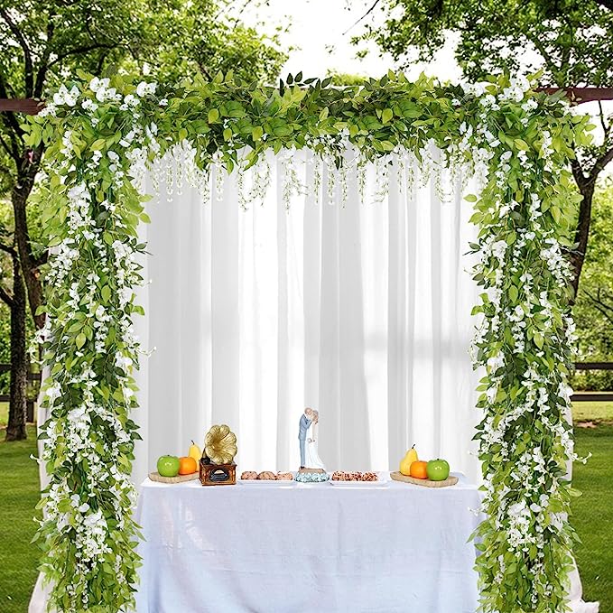 Bulk Exclusive Upgrade 7Ft Wisteria Artificial Garland Silk Wisteria Hanging Flowers for Wedding Arch Outdoor Ceremony Garden Porch Decor Wholesale