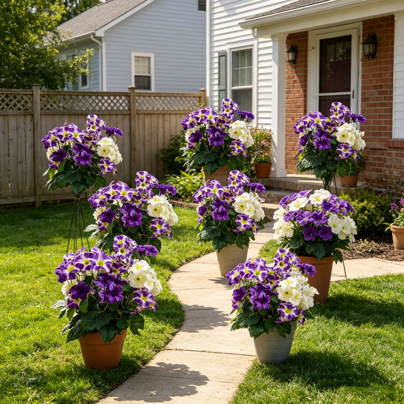 Bulk Upgraded 19" UV-Resistant Artificial Petunias – Realistic Silk Flowers for Outdoor Decor Wholesale