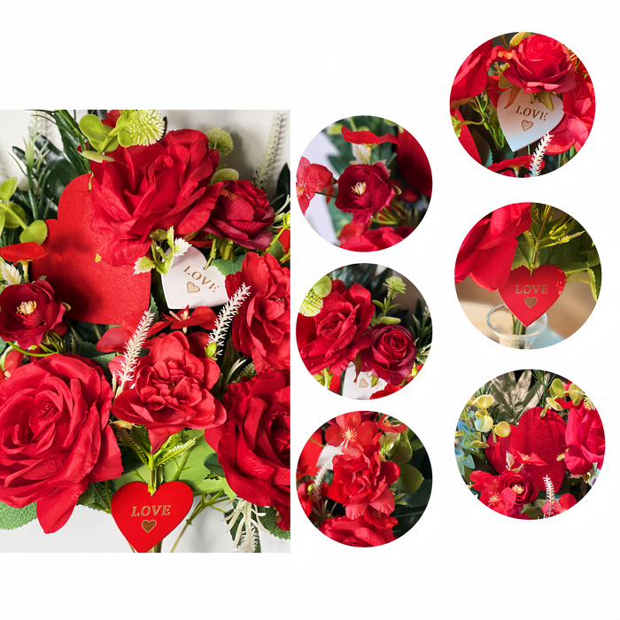 Bulk Valentine's Day Artificial Silk Rose Bush Flower Bouquet for Centerpiece Anniversary Wholesale