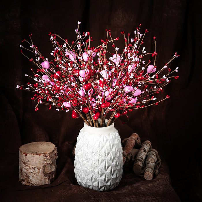Bulk Valentine’s Day Picks Artificial Red Berry Flower Bush Stems for for Home Anniversary Wedding Vase Wholesale