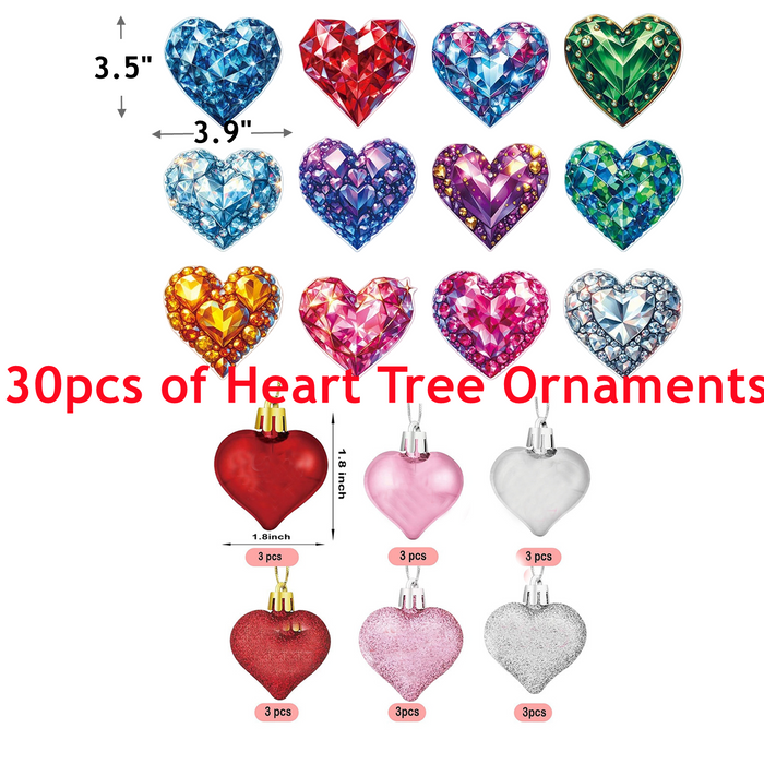 Bulk Valentines Day Decor 23.2" Lighted Birch Tree with 30pcs Heart Tree Ornaments Wholesale