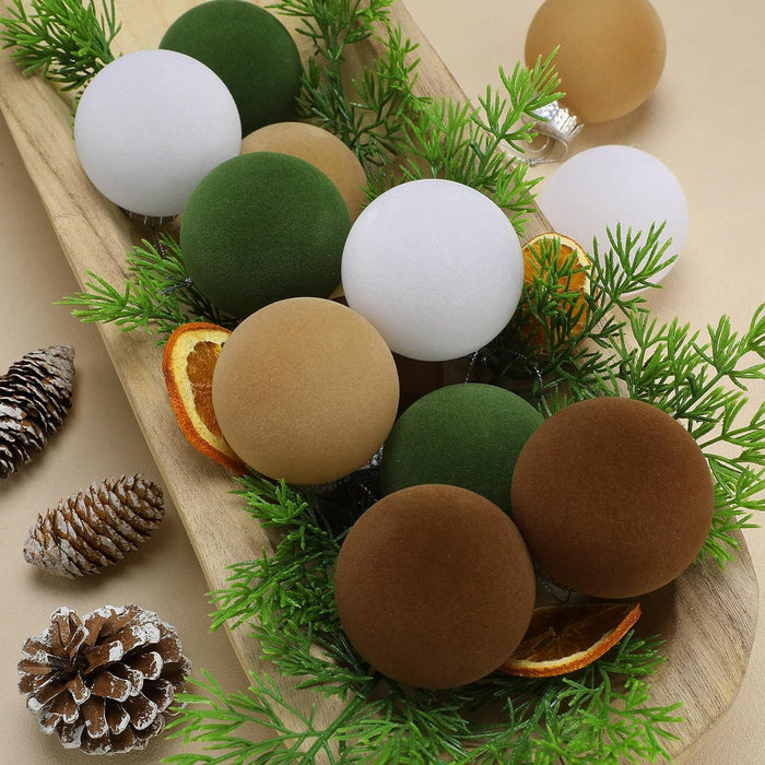 Bulk 15pcs 2.3" Velvet Christmas Ball Ornaments - Soft Plush Holiday Tree Decor Wholesale