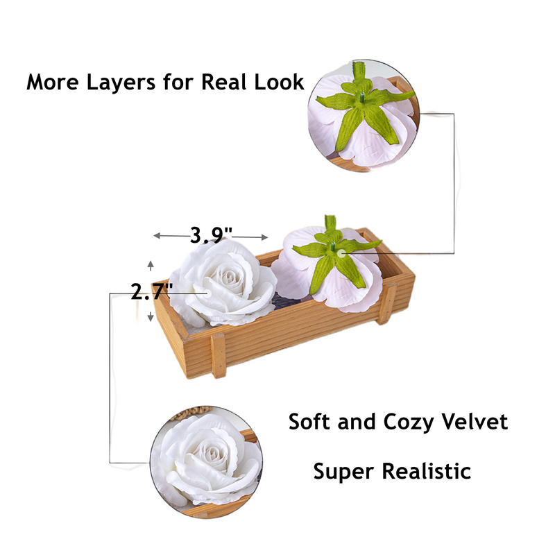 Bulk 10pcs Realistic Bionic Flannel Roses Heads for DIY Wedding Party Baby Shower Home Decoration
