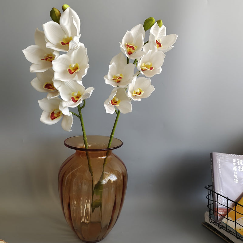 Tiges de cymbidium artificielles en vrac de 26,7 po au toucher réaliste, vente en gros