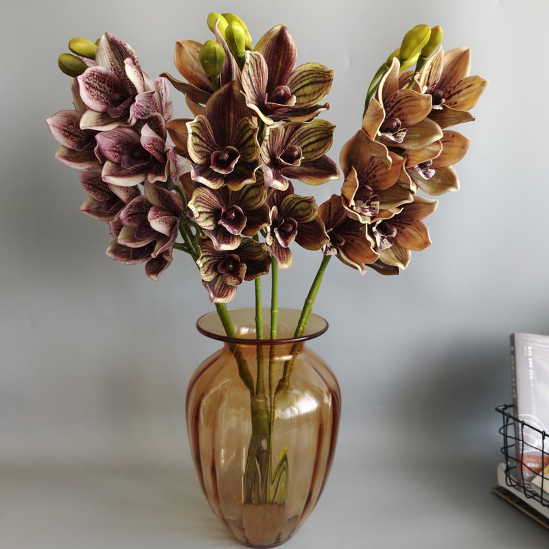 Tiges de cymbidium artificielles en vrac de 26,7 po au toucher réaliste, vente en gros