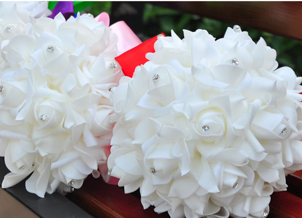 Bulk 7" Bridesmaid Foam Rose Wedding Bouquets Wholesale