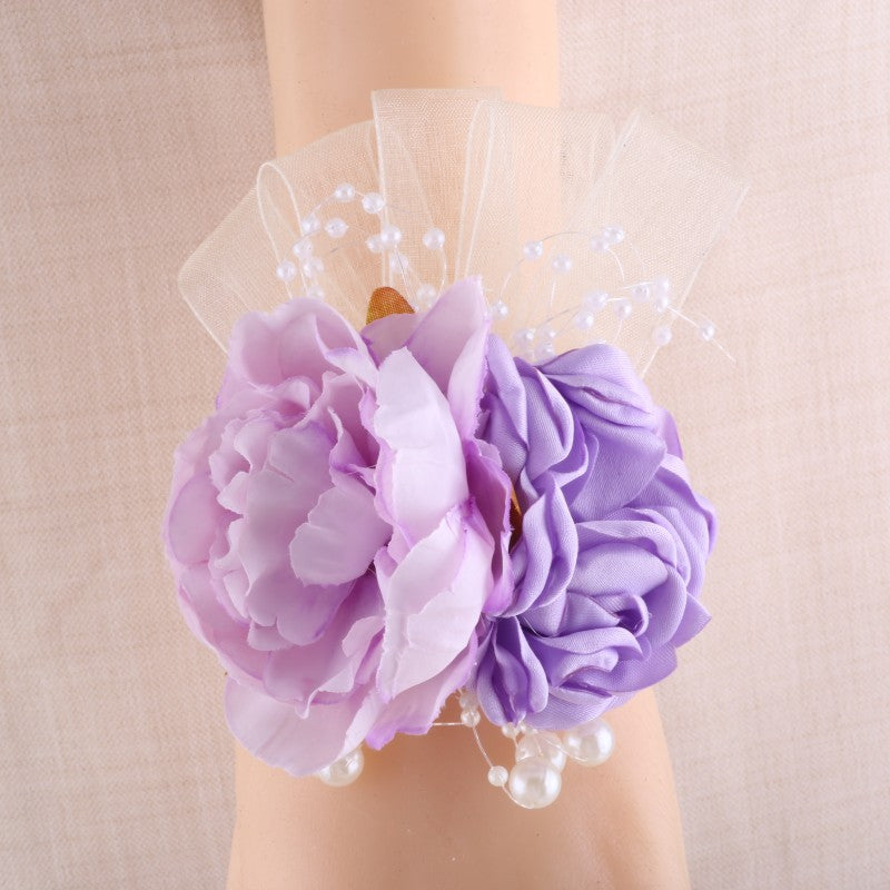 Bulk Handmade Purple Wisteria Peony Wrist Corsage Wholesale
