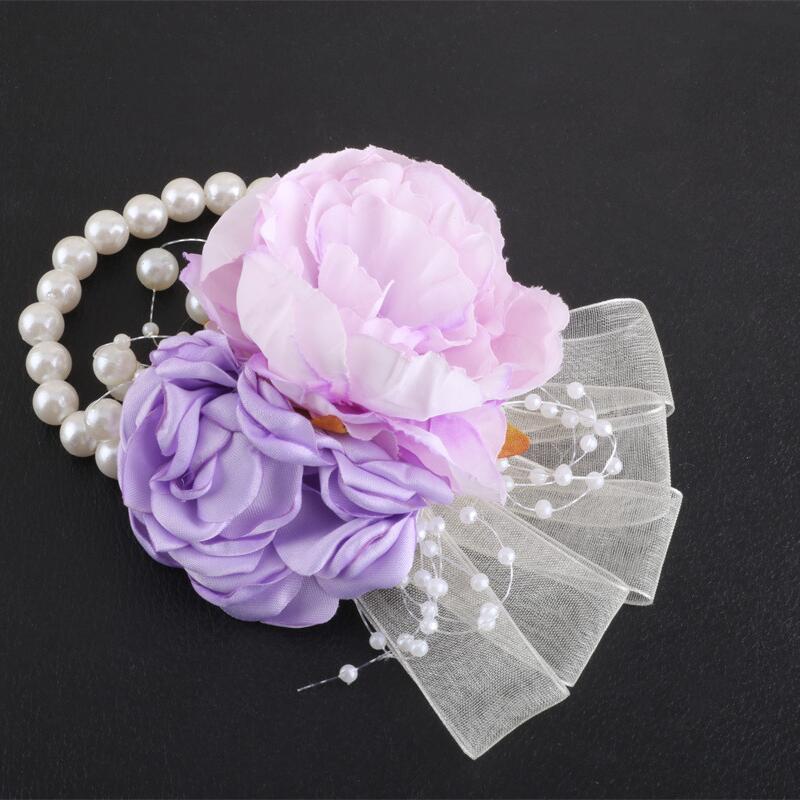 Bulk Handmade Purple Wisteria Peony Wrist Corsage Wholesale
