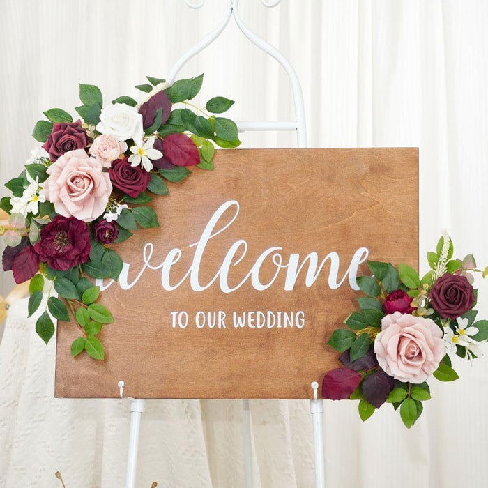 Bulk 2pcs Wedding Decor Welcome Sign Flower Backdrop Garland for Ceremony Reception Wall Easel Wholesale