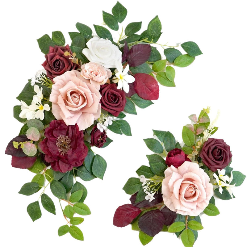 Lot de 2 guirlandes de fleurs pour décoration de mariage, panneau de bienvenue, pour cérémonie, réception, chevalet mural, vente en gros