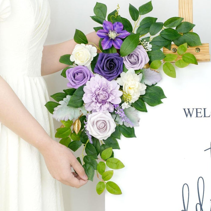 Bulk 2pcs Wedding Decor Welcome Sign Flower Backdrop Garland for Ceremony Reception Wall Easel Wholesale