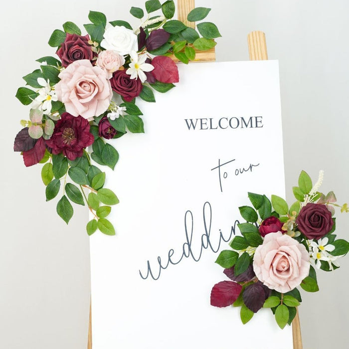 Bulk 2pcs Wedding Decor Welcome Sign Flower Backdrop Garland for Ceremony Reception Wall Easel Wholesale