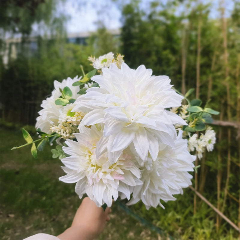 Bulk 19 inches Tall Dahlia Bush Bouquet Mixed Wildflowers Silk Flowers Wholesale