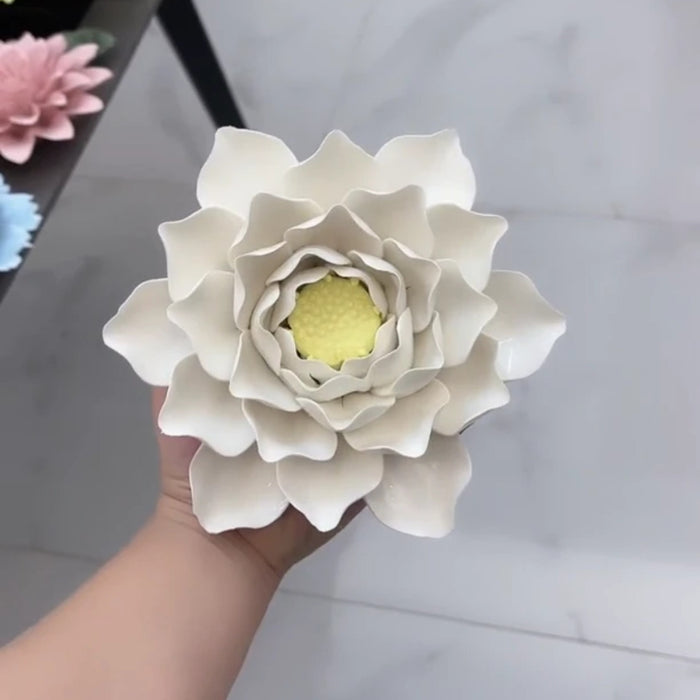 Venta al por mayor de decoración colgante Artificial de cerámica con flores de loto de porcelana de 7 "a granel