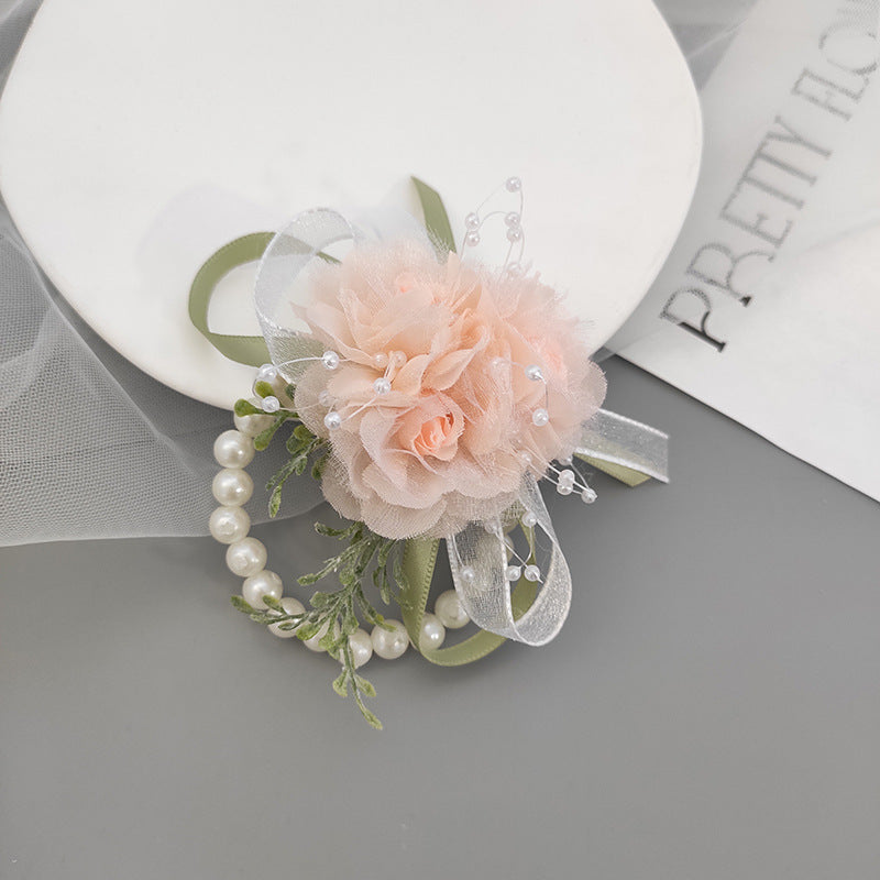 Bulk Garden Wedding Ivory Blush Wrist Corsage Bracelet and Boutonniere Set Wholesale