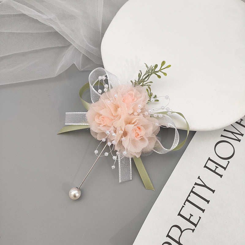 Bulk Garden Wedding Ivory Blush Wrist Corsage Bracelet and Boutonniere Set Wholesale