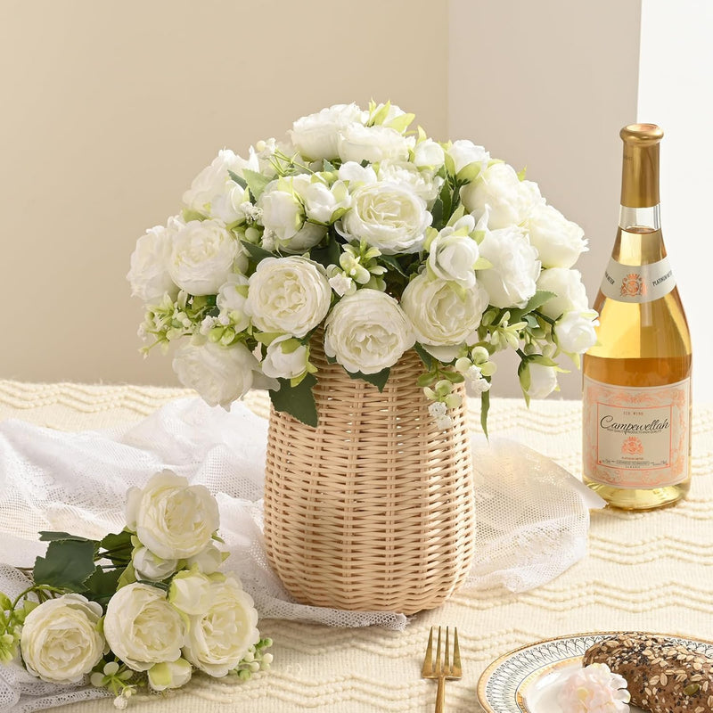 Bulk 2pcs White Artificial Flowers Peonies Bouquet for Centerpiece Table Wedding Party Wholesale