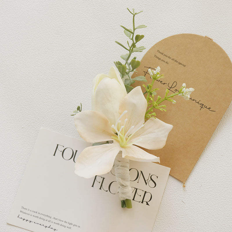 Boutonnières et corsages blancs et champagne en vrac Calla Lily Tulip avec orchidées en gros