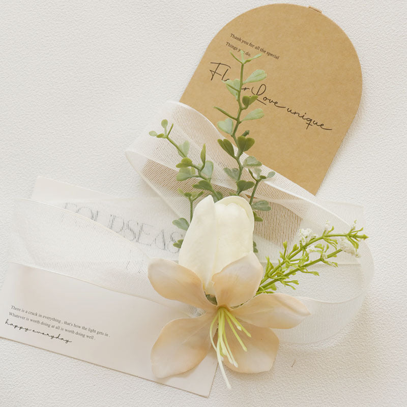 Boutonnières et corsages blancs et champagne en vrac Calla Lily Tulip avec orchidées en gros