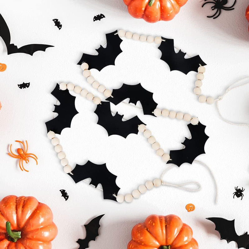Bulk 4.6FT Halloween Wood Felt Bats Bead Garland Banner Wholesale