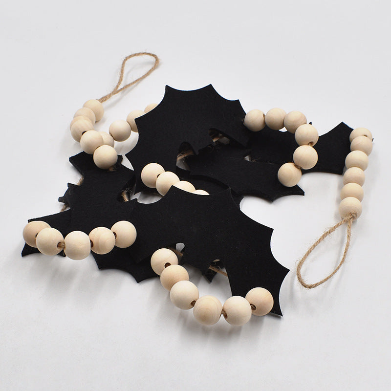 Bulk 4.6FT Halloween Wood Felt Bats Bead Garland Banner Wholesale