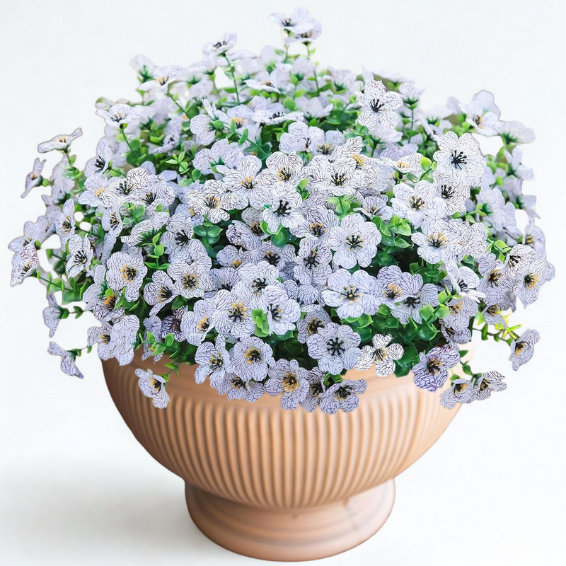 12 Bundles Real-Looking Artificial Daisy Flowers with Eucalyptus Leaves – Vibrant, Weather-Resistant, Easy to Arrange – Perfect for Outdoor & Indoor Decor