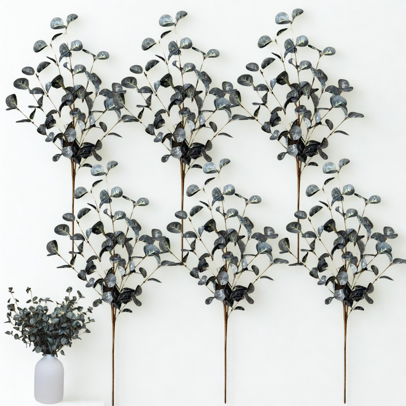 10 Stems Realistic Artificial Silk Mums - Neutral Beige & Eucalyptus Floral Set for Vase Arrangements (Soft Texture, Great Value）