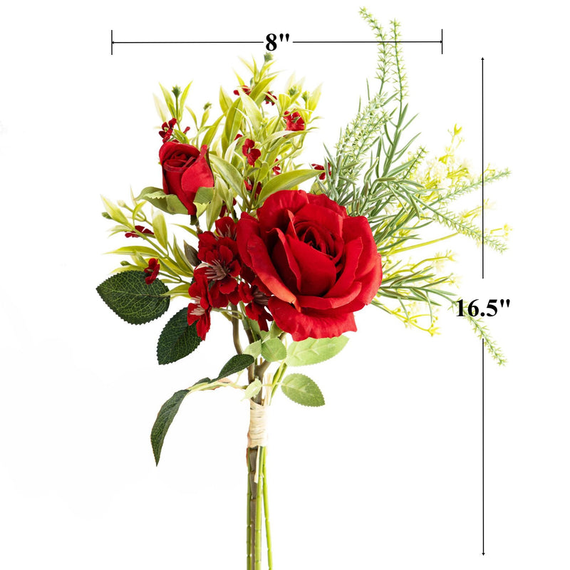 Bulk 16.5" Rose Bouquet Mixed Greenery Wedding Flowers Artificial Wholesale