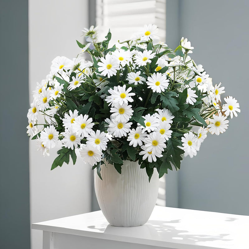 Bulk 2pcs Silk Daisy Flower Bouquet Artificial Flowers White for Table Centerpieces Arrangement Decoration Wholesale