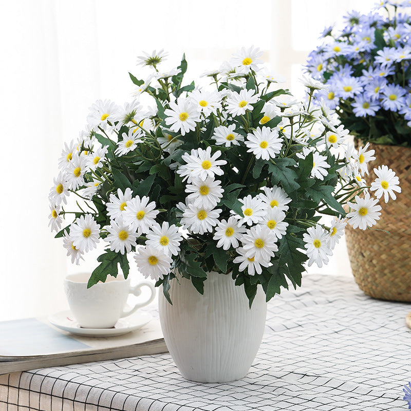 Bulk 2pcs Silk Daisy Flower Bouquet Artificial Flowers White for Table Centerpieces Arrangement Decoration Wholesale