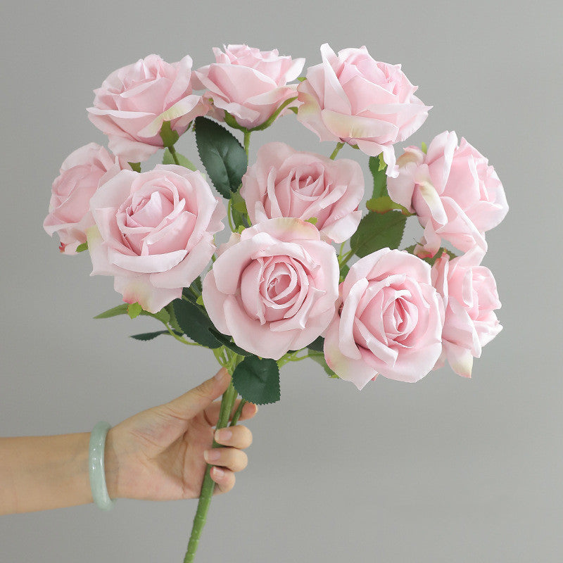 Bulk 16.5" Artificial Rose Bouquet Bush - Realistic Faux Flowers for Floral Arrangements, Home Decor, Wedding Centerpieces & DIY Crafts Wholesale