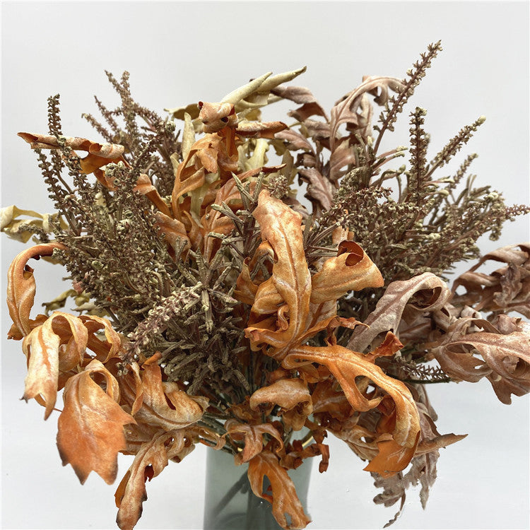 Bouquet d'automne de 18 pouces de haut, feuilles de chêne à bords brûlés avec tiges de sauge, chefs-d'œuvre botaniques en gros