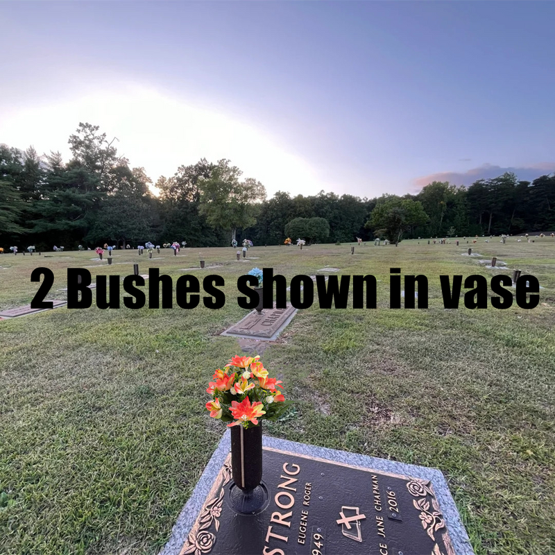 Bulk 18" Artificial Cemetery Dahlia Flower Bush for Graves Memorial Day Decor