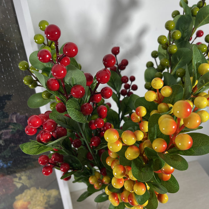 Bulk Exclusive 3Pcs 26" Large Christmas Berry Long Stems with Leaves Holly Picks Wholesale