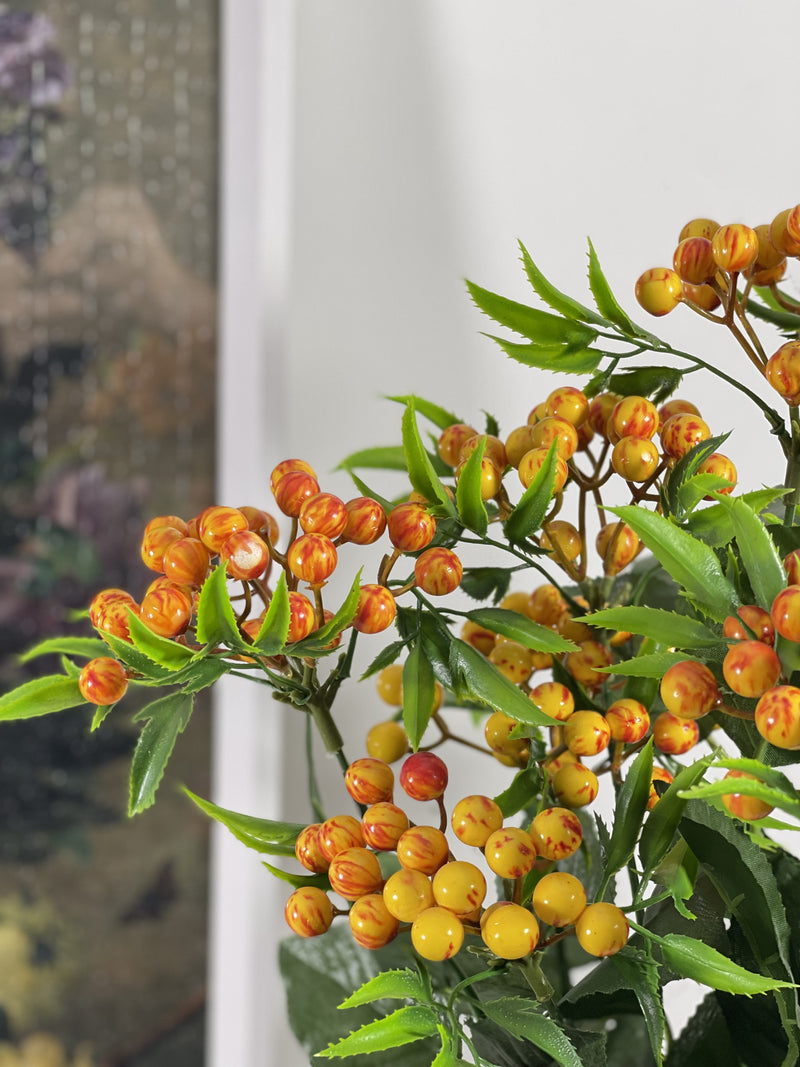 Bulk Exclusive 23.6" Large Christmas Holly Berries Bush Bouquet With Leaves Wholesale