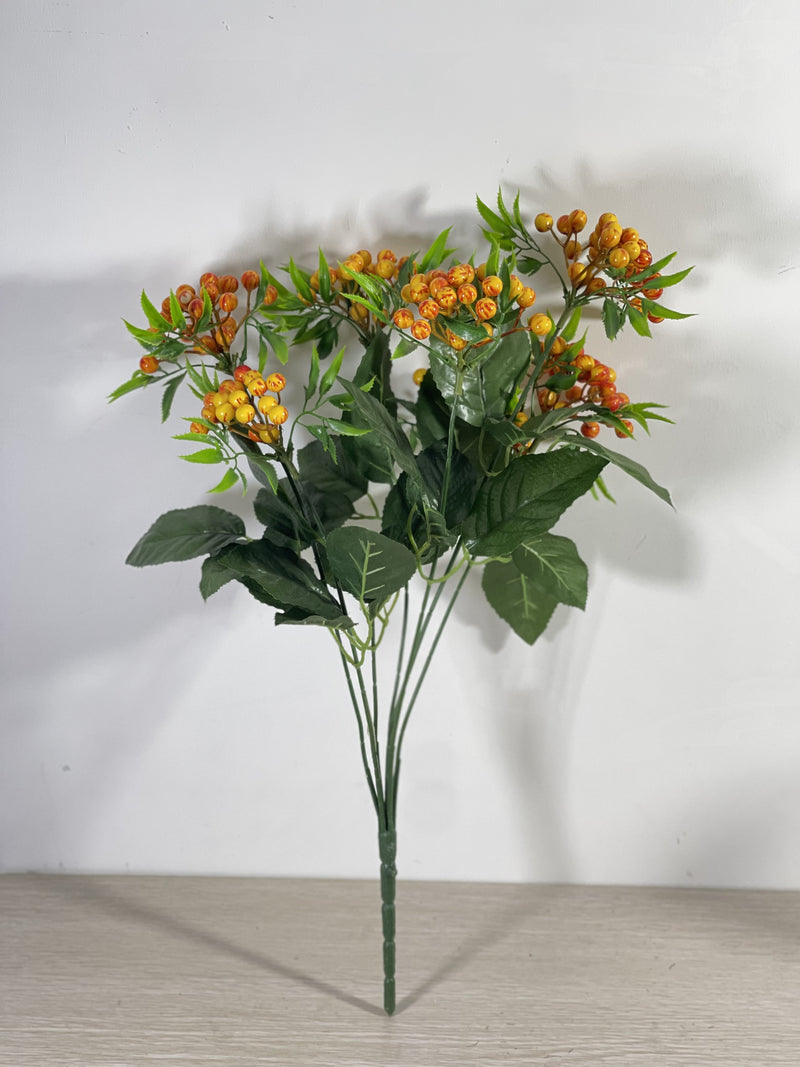 Bulk Exclusive 23.6" Large Christmas Holly Berries Bush Bouquet With Leaves Wholesale