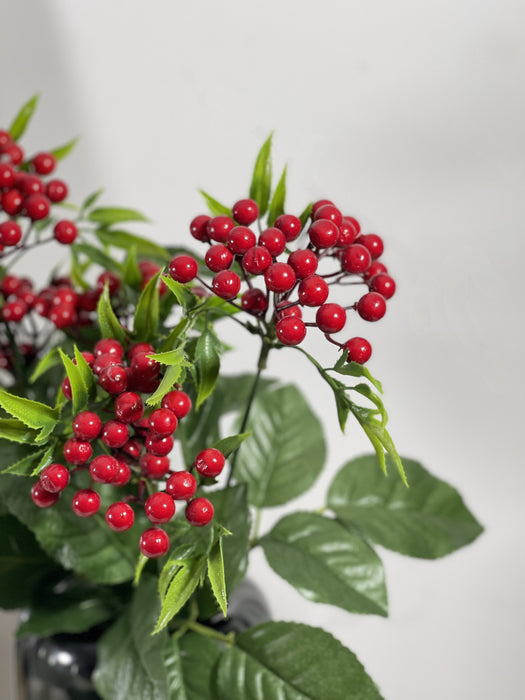 Bulk Exclusive 23.6" Large Christmas Holly Berries Bush Bouquet With Leaves Wholesale