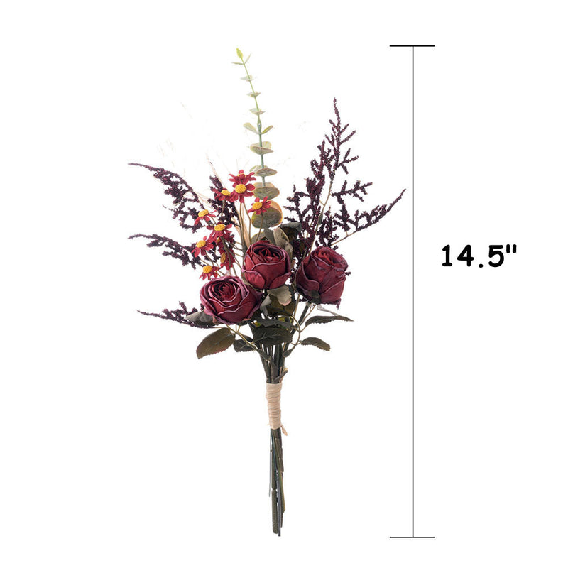 Bouquet de fleurs artificielles d'automne et d'hiver en vrac, bouquet de roses brûlées en gros